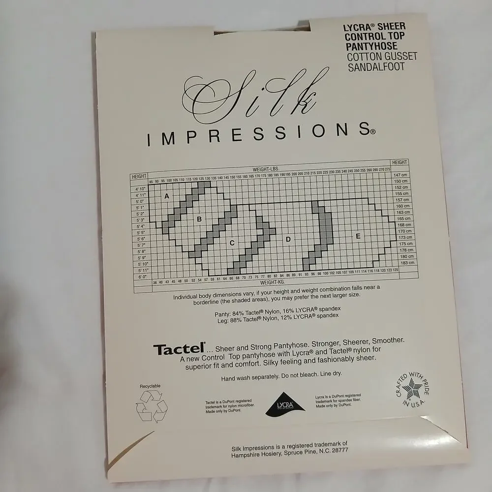 Box of 4 NEW Silk Impressions Sunkissed sz C Lycra Sheer Control Top Pantyhose